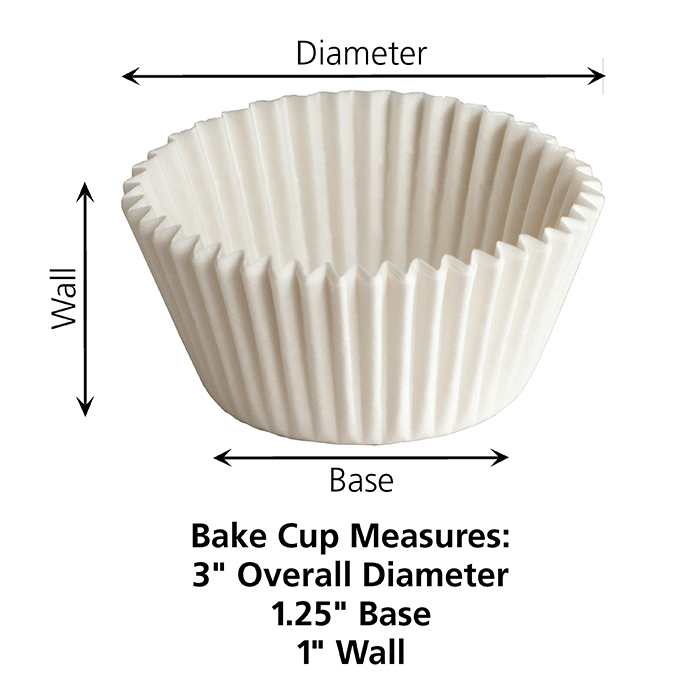 White 3" Blank Fluted Bake Cup 500 / pkg, 20 pkgs / case Bulk