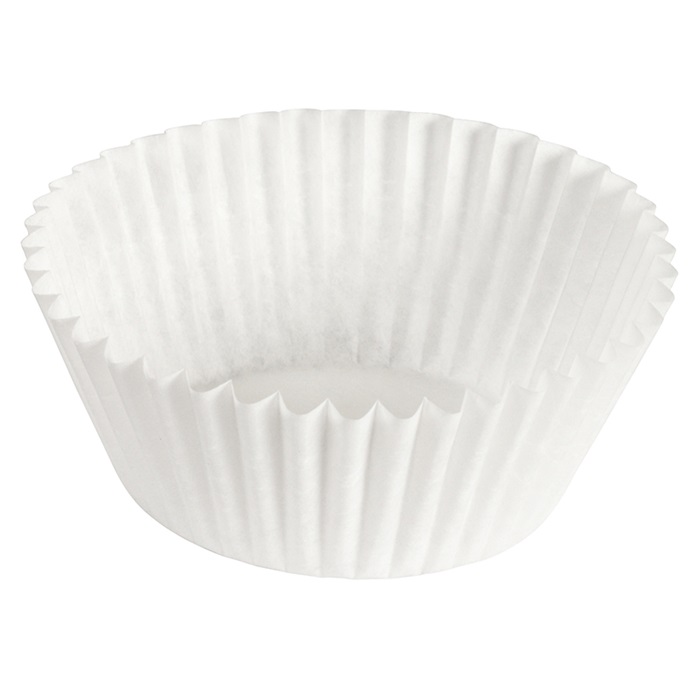 White 5" Fluted Bake Cup 500 / pkg, 20 pkgs / case Bulk Price