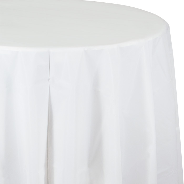 Bulk White OctyRound Plastic Tablecloths 12 ct