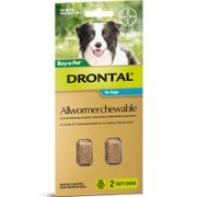 Drontal Allwormer - dogs chews up to 77lbs - 35kg (2 tabs)