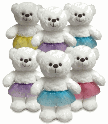 #TU5- 10" CREAM TEDDY BEAR WITH COLOR TUTU (LOGO TEE AS OTION)