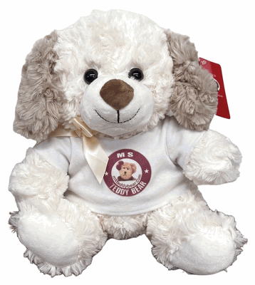 #TL1- 10" Cream Puppy Dog with logo