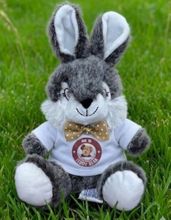 10" GREY PLUSH BUNNY WITH LOGO