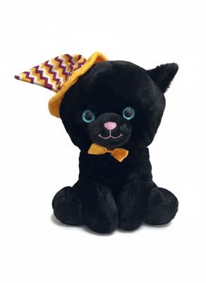 10" HALLOWEEN BLACK PLUSH CAT