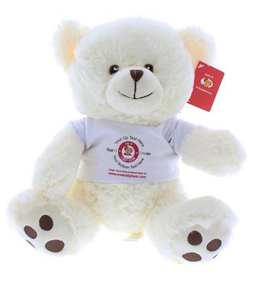 #TF20C- 10" CREAM TEDDY BEAR EMBROIDERY EYES WITH LOGO