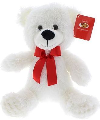 #B17- 10" SITTING TEDDY BEAR IN WHITE