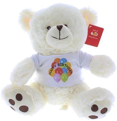 #HB20- 10" SITTING Happy Birthday Cream Bear