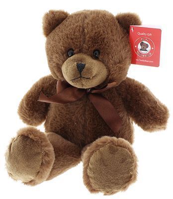 10" DARK BROWN TEDDY BEAR WITH SILK RIBBON - SOLD OUT