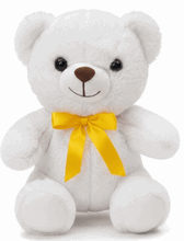 10" WHITE TEDDY BEAR WITH YELLOW RIBBON