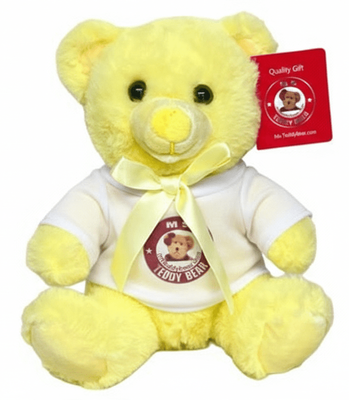 #TA15- 7" YELLOW STUFFED BEAR WITH LOGO TEE