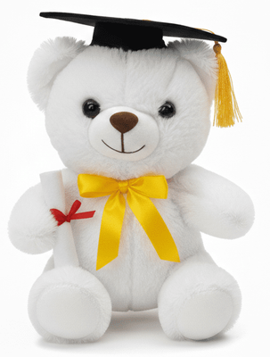#G02-10" WHITE GRADUATION TEDDY