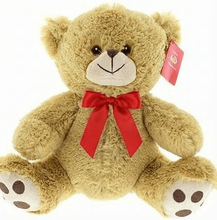 #A20- 7" EMBROIDERY EYE BEAR WITH RED BOW