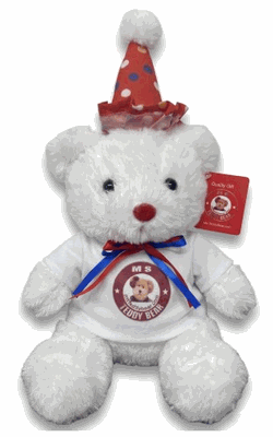 11" "Happy Birthday" bear with your logo tee