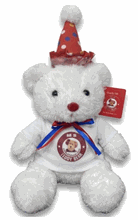 11" "Happy Birthday" bear with your logo tee