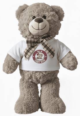 #TD58- 13" MOCHA TEDDY BEAR WITH LOGO