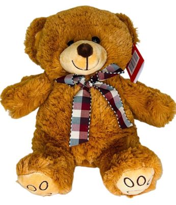 #C5- 12" BROWN TEDDY BEAR WITH RIBBON