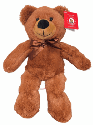 #C9- 12" BROWN TEDDY BEAR WITH RIBBON