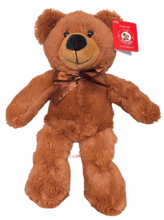#C9- 12" BROWN TEDDY BEAR WITH CHECK RIBBON 
