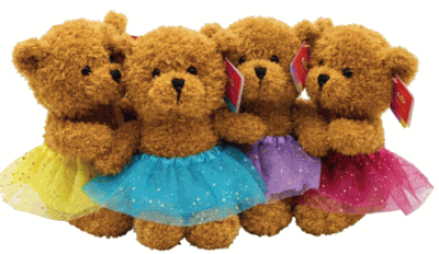#TU4- 12" Brown bear with tutu ( Logo tee as option)
