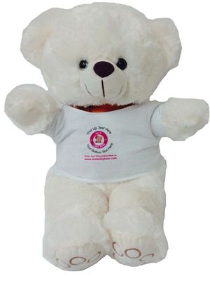 12" CREAM TEDDY BEAR WITH LOGO TEE (#TF7)