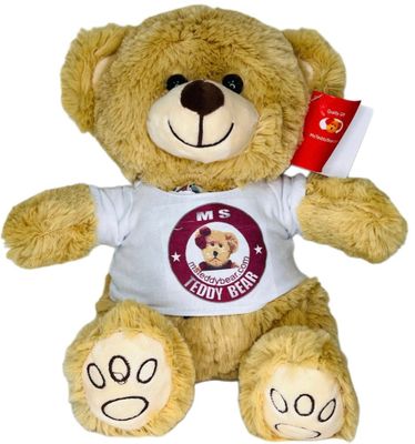 #TG8-12" TAN TEDDY BEAR WITH LOGO TEE