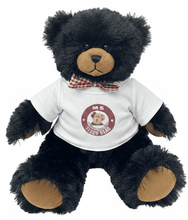 #TG83- 12" BLACK STUFFED BEAR WITH LOGO TEE