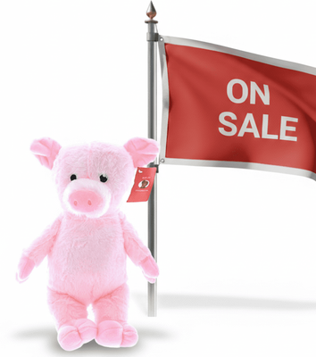 #SF2e- 12" STUFFED ANIMALS PIG/EMBROIDERY EYES 