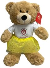 #TU30- 12" TAN BEAR WITH LOGO AND COLORFUL TUTU