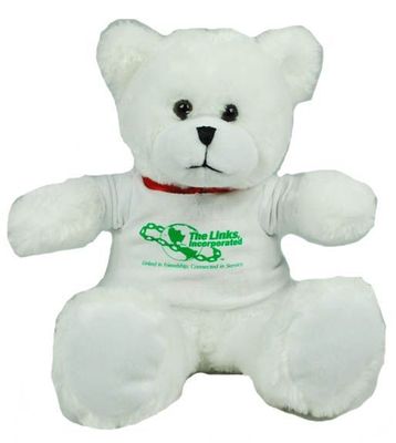#TF49- 12" WHITE TEDDY BEAR WITH LOGO