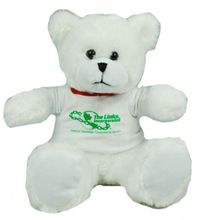 #TF49- 12" WHITE TEDDY BEAR WITH LOGO