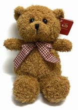 12" TEDDY BEAR WITH GRID RIBBON