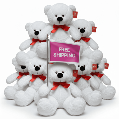 #FS20- FREE SHIPPING BOX- 10" RED BOW BEARS (20 PCS, $5.00/PC)