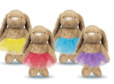 13" TAN SOFT BUNNY WITH TUTU ( LOGO TEE AS OPTION)