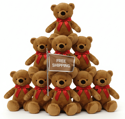 #FL113- FREE SHIPPING BOX- 15" EMBROIDERY EYES BEARS (12 PCS, $8.33/PC)
