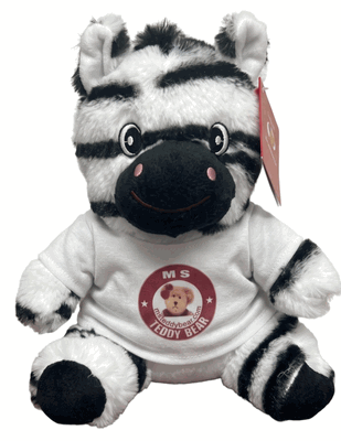 #TB35- 6.5" Plush Zebra with logo tee