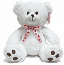#V244- 10" SOFT WHITE BEAR WITH PINK LOVE RIBBON
