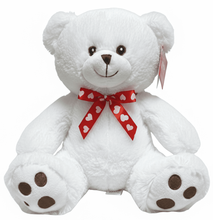 #V207- 10" WHITE SOFT BEAR WITH RED HEART RIBBON
