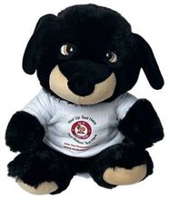 #TC28- 7" BLACK PLUSH TOY DOG WITH LOGO TEE