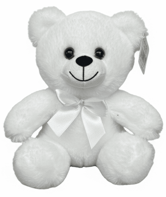 7" PURE WHITE TEDDY BEAR WITH RIBBON (#A13)