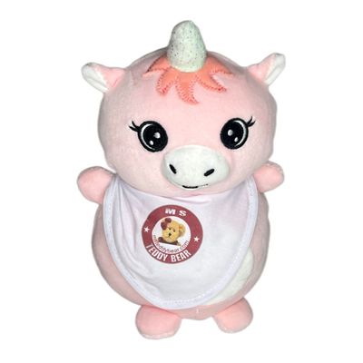 #TC36- 7" MOCHI SQUISHES UNICORN WITH LOGO BIB