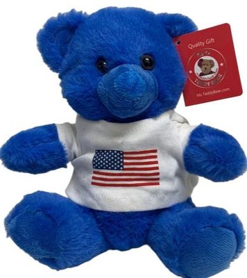 #A19- 7" AMERICAN FLAG TEE BEAR -ROYAL BLUE