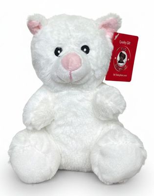 #SA7e, 6.5" WHITE CAT WITH EMBROIDERY EYES 