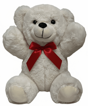 #V246- 10" CREAM TEDDY BEAR WITH RED RIBBON