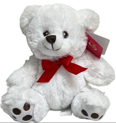 #A10- 7" WHITE TEDDY BEAR WITH EMBROIDERY EYES