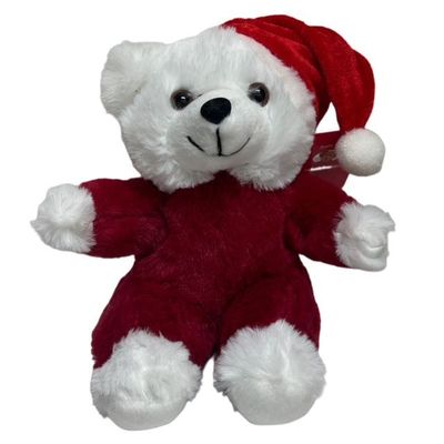 #X1D- 8" CHRISTMAS RED BEAR WITH HAT