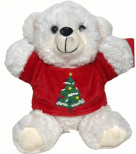 #X14- 10" CREAM CHRISTMAS BEAR WITH RED TEE