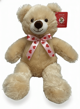 #V110- 16" TAN TEDDY BEAR WITH PINK RIBBON