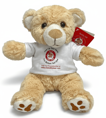 #TC5- 8" TAN TEDDY BEAR WITH LOGO TEE