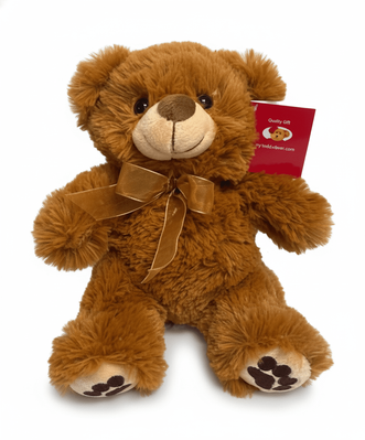 #A33- 8" FUZZY TEDDY BEAR BROWN