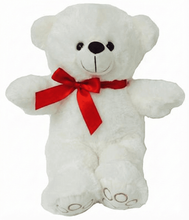 12" CREAM TEDDY BEAR WITH RED BOW